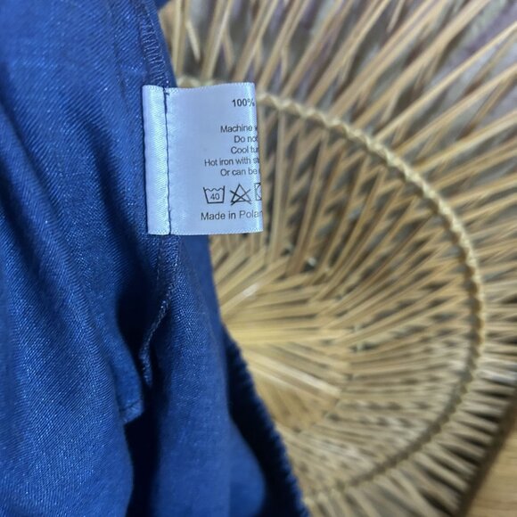 Eskandar NEW Drawstring Trouser Indigo Blue Linen Pant size 2 - Picture 6 of 9